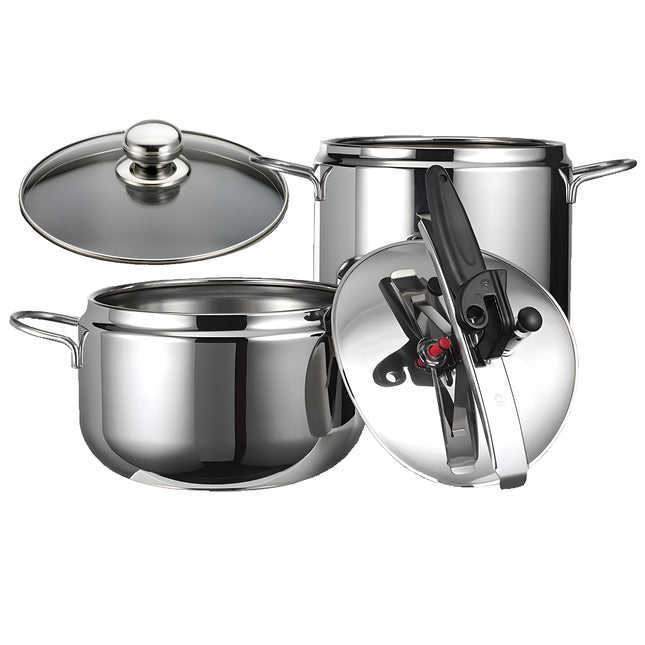 2 tlakové hrnce Inoxriv Econature 5 l, 7 l + skleněná poklice - YUMMA