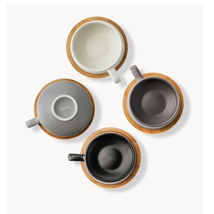Keramické šálky na cappuccino s podšálky Miamio Luxe 320 ml, 4 ks - šedé - YUMMA