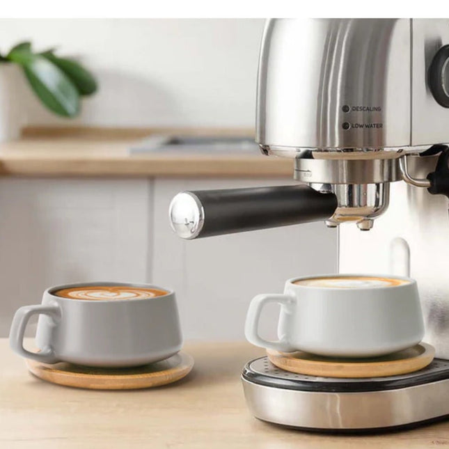 Keramické šálky na cappuccino s podšálky Miamio Luxe 320 ml, 4 ks - šedé - YUMMA