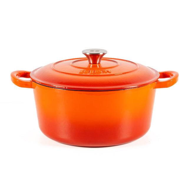 Smaltovaný litinový kastrol LattHome Cocotte ø 23 cm - oranžový - YUMMA