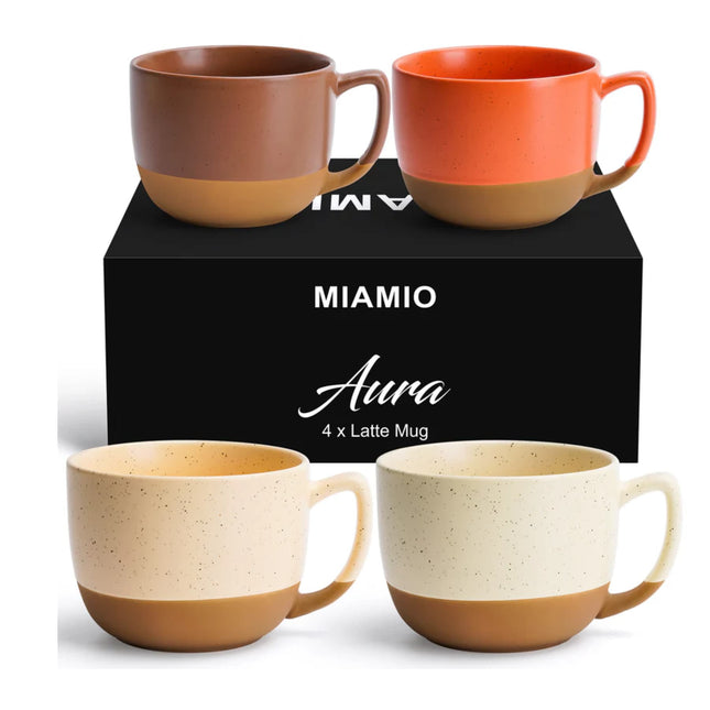 Sada 4 keramických latte šálků Miamio Aura 450 ml - YUMMA