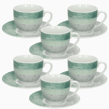 Sada 6 porcelánových šálků s podšálky Andrea Fontebasso Malachite – 330 ml - YUMMA