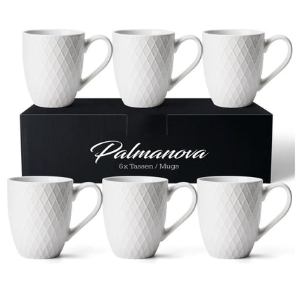 Sada keramických hrnků na kávu Miamio Palmanova 400 ml, 6 ks ( bílé ) - YUMMA