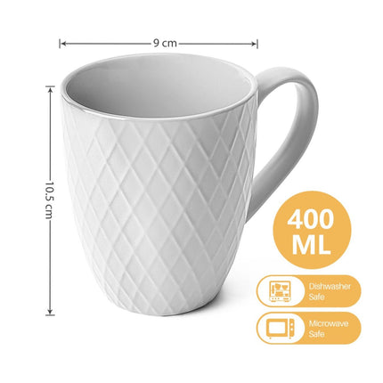 Sada keramických hrnků na kávu Miamio Palmanova 400 ml, 6 ks ( bílé ) - YUMMA