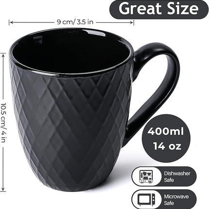 Sada keramických hrnků na kávu Miamio Palmanova 400 ml, 6 ks ( černé ) - YUMMA