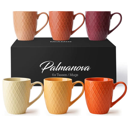 Sada keramických hrnků na kávu Miamio Palmanova 400 ml, 6 ks ( magma ) - YUMMA