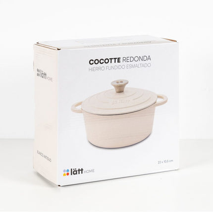 Smaltovaný litinový Cocotte hrnec LattHome 2,85 l - bílý - YUMMA