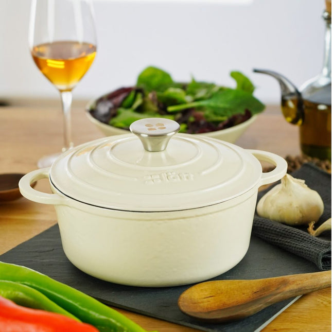 Smaltovaný litinový Cocotte hrnec LattHome 2,85l - bílý - YUMMA