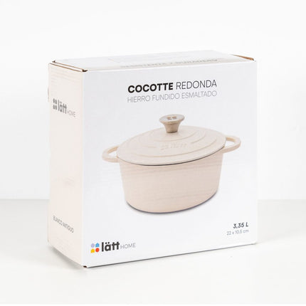 Smaltovaný litinový Cocotte hrnec LattHome 3,35 l - bílý - YUMMA