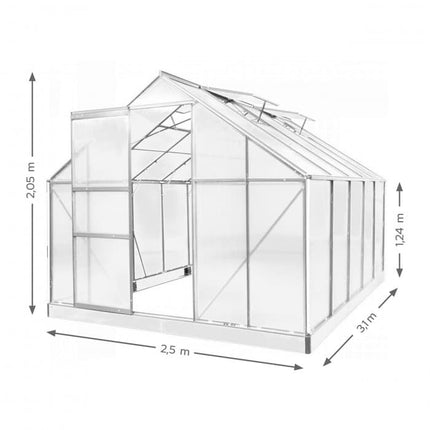 Zahradní skleník Mirpol z polykarbonátu 2,5 × 3,1 × 2,05 m