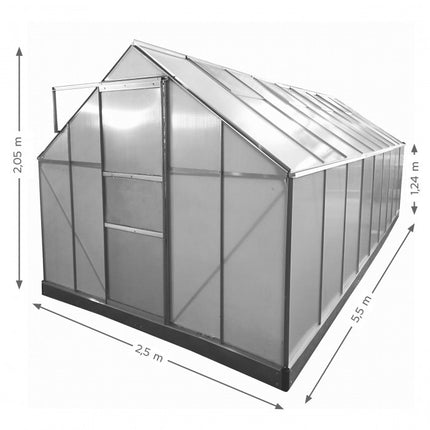 Zahradní skleník Mirpol z polykarbonátu 2,5 × 5,5 × 2,05 m