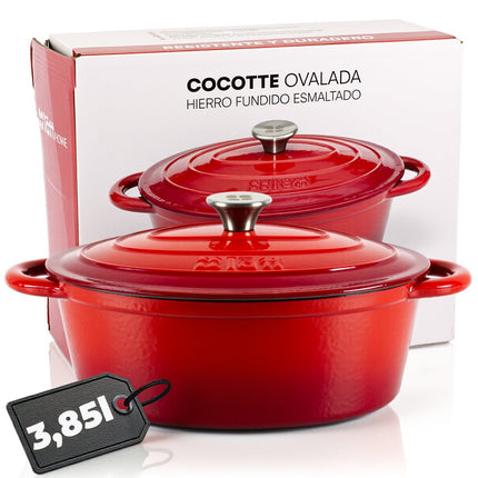 Smaltovaný litinový hrnec LattHome Cocotte 3,85 l červený - YUMMA