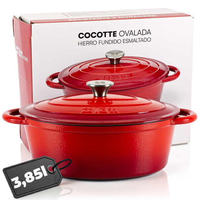 Smaltovaný litinový hrnec LattHome Cocotte 3,85 l červený - YUMMA