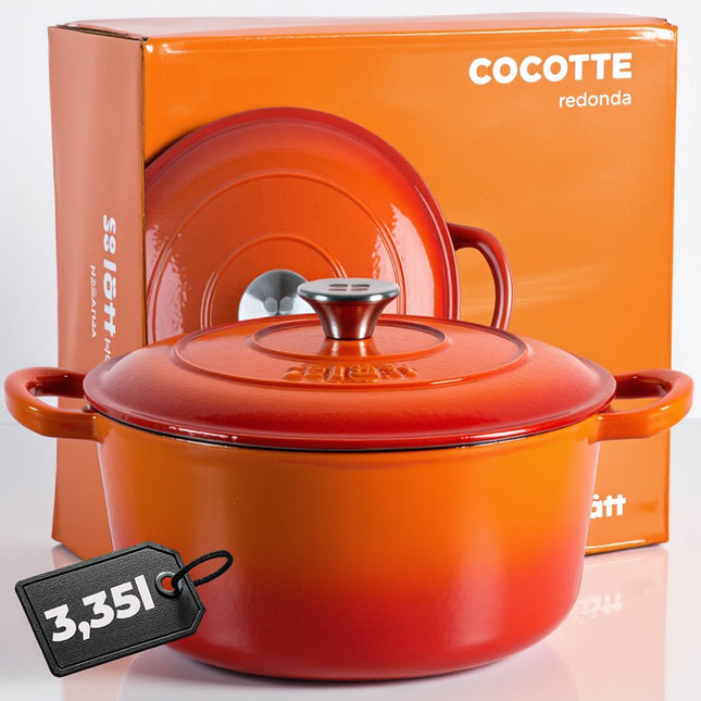 Smaltovaný litinový Cocotte hrnec LattHome 3,35 l - oranžový - YUMMA
