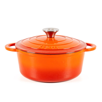 Smaltovaný litinový kastrol LattHome Cocotte ø 22 cm - oranžový - YUMMA