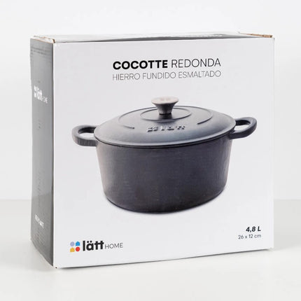 Smaltovaný litinový hrnec LattHome Cocotte 4,8 l černý - YUMMA