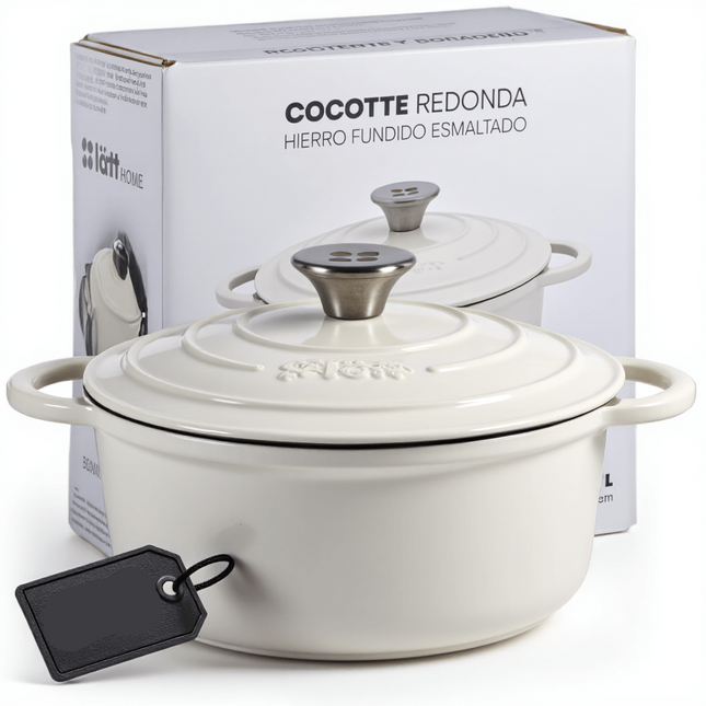 Smaltovaný litinový Cocotte hrnec LattHome 2,85 l - bílý - YUMMA