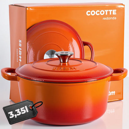 Smaltovaný litinový Cocotte hrnec LattHome 3,35 l - oranžový - YUMMA